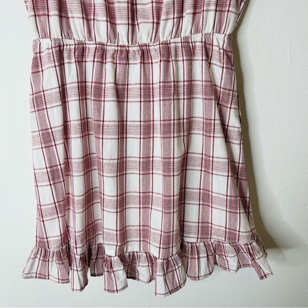 NEW Listicle red white plaid ruffle cottagecore sundress midi dress medium - Picture 3 of 7